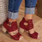 Buckle Hollow Heeled Sandals