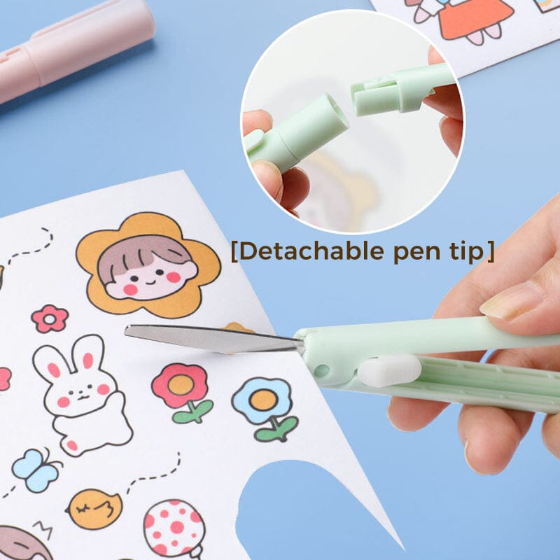 Mini Folding Pen Scissors Graving Knife for Kids