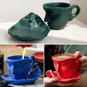 Metal touching face creative ceramic kiss Coffee cup