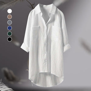 Solid Cotton Linen Women Shirt