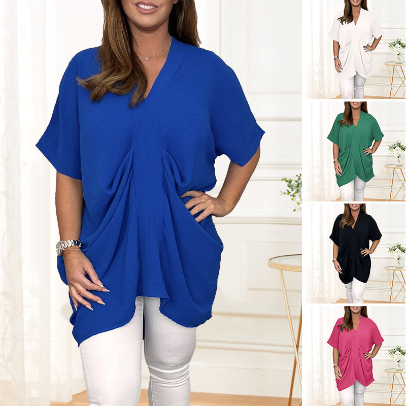 Women's V Neck Draped Top