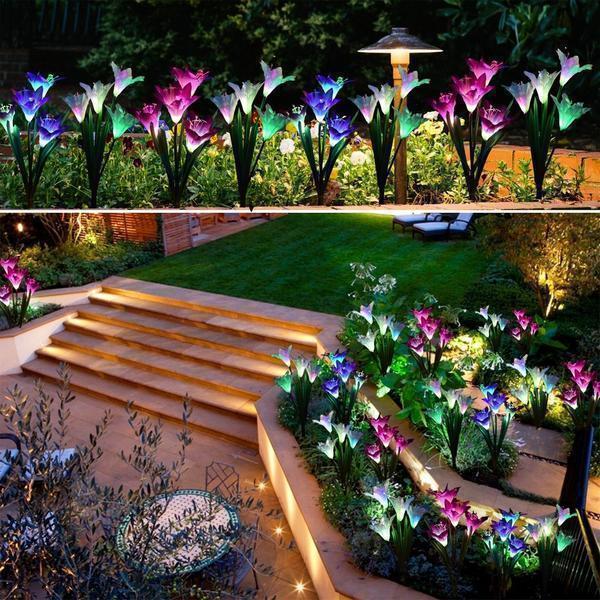 Solar Powered LED Flower Stake Set