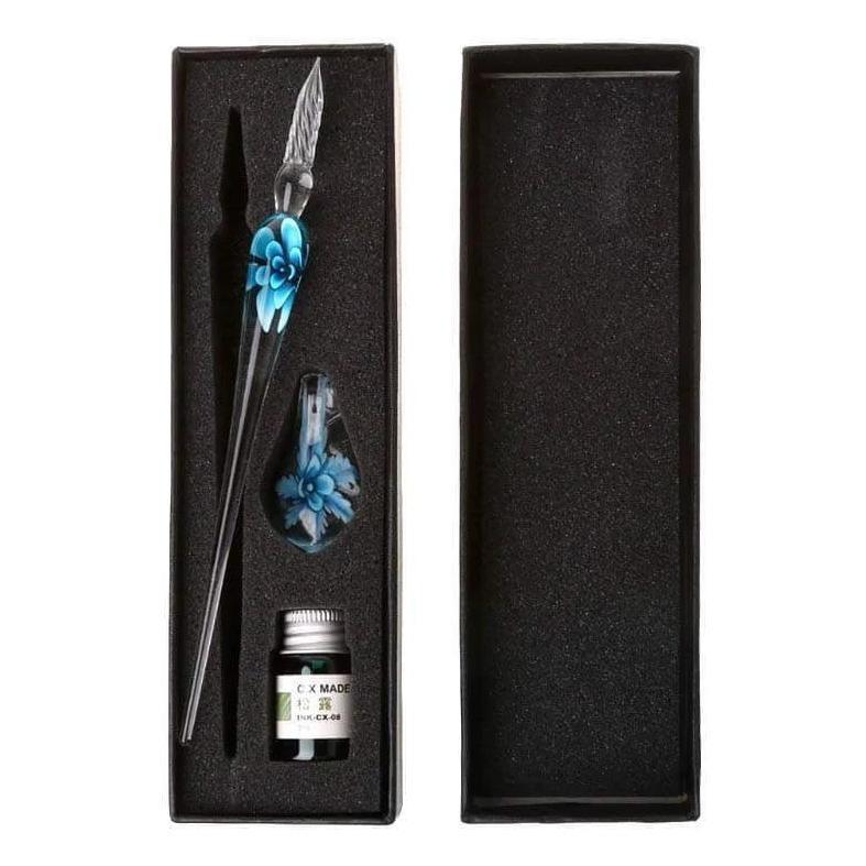 Glass Calligraphy Pen Set with Ink and Pen Rest