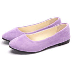 Big Size Suede Candy Color Pure Color Pointed Toe Light Slip On Flat Loafers