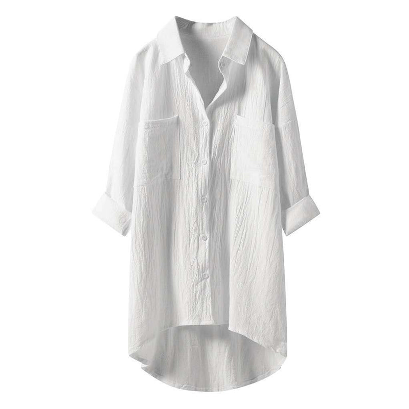 Solid Cotton Linen Women Shirt