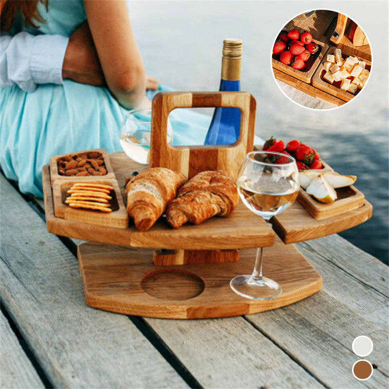 Portable Wooden Outdoor Picnic Wine Table