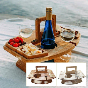 Portable Wooden Outdoor Picnic Wine Table