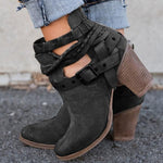 Buckle Strap Heels Ankle Boots